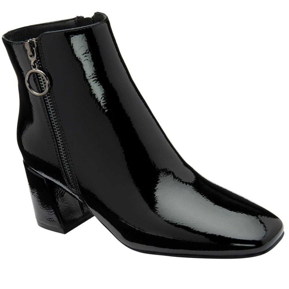Lotus Shoes Womens/Ladies Furiosa Block Heel Ankle Boots / Black Patent